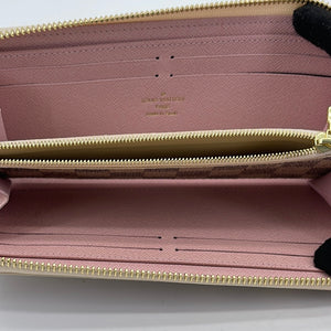 Preloved Louis Vuitton Damier Azure Clemence Long Wallet with Rose Ballerine Interior CA0271 061923