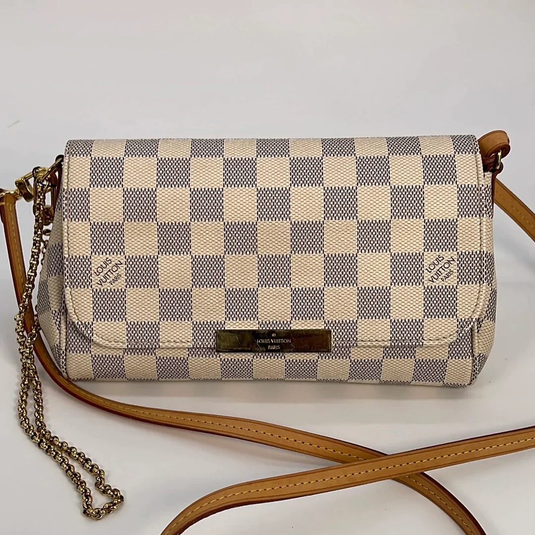 Louis Vuitton Damier Azur Favorite MM Shoulder Bag, Louis Vuitton Handbags