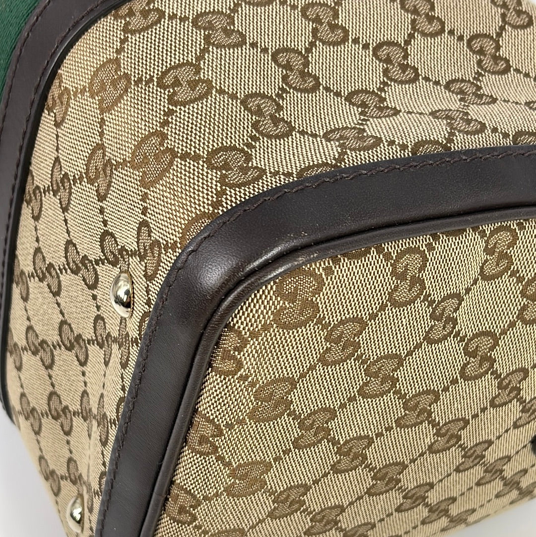 Vintage 70s Gucci GG Web Monogram Leather Speedy Boston Bag – Mint