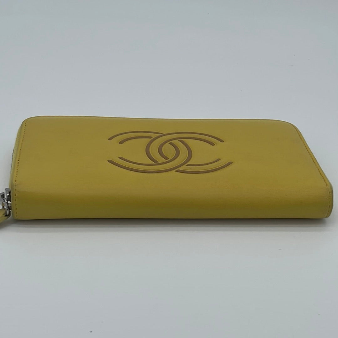 Chanel Yellow Brilliant Zip Around Clutch Preowned