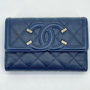 Preloved CHANEL Quilted Blue Caviar Leather Filigree Flap Wallet 16828 –  KimmieBBags LLC
