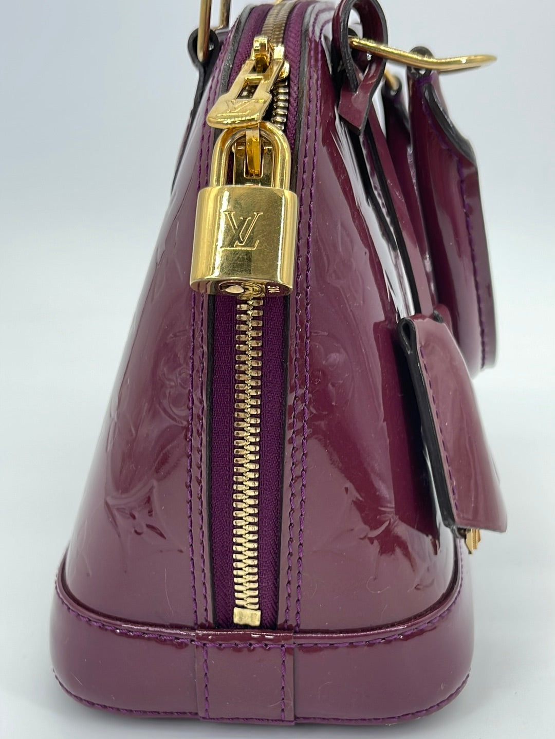 PRELOVED Louis Vuitton PURPLE Vernis Alma BB Crossbody Bag SN1124 052923 $400 OFF LIVE SHOW - NO ADDITIONAL DISCOUNTS