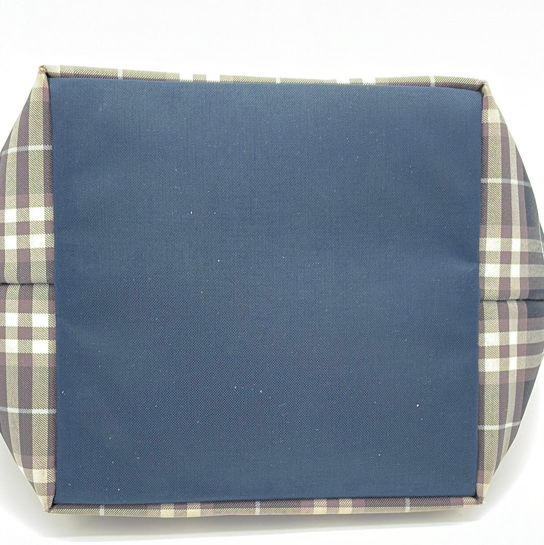 Preloved BURBERRY Blue Label Navy Nova Check Canvas Small Tote BT601606 060923 $125 OFF