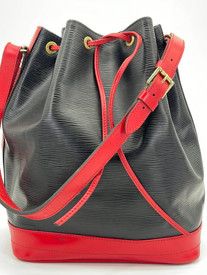 Preloved Louis Vuitton Petite Noe Black and Red Epi Shoulder Bag