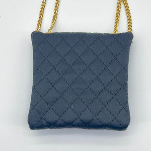 CHANEL Vintage Chanel Logo Cotton & leather Chain shoulder bag