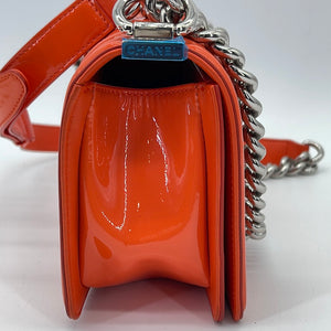 PRELOVED CHANEL Orange Patent Small Boy Bag 20470254 072123