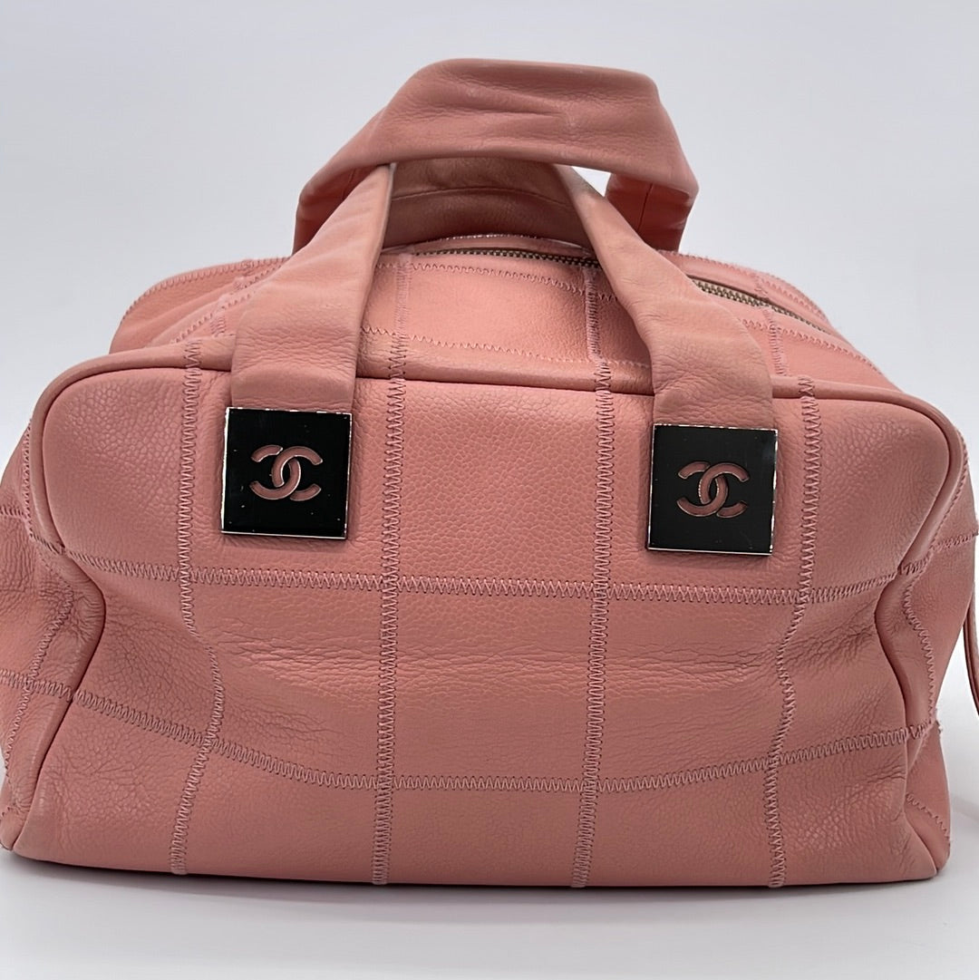 Preloved Chanel Large Square Stitch Pink Caviar Leather Bowler Bag 870 –  KimmieBBags LLC