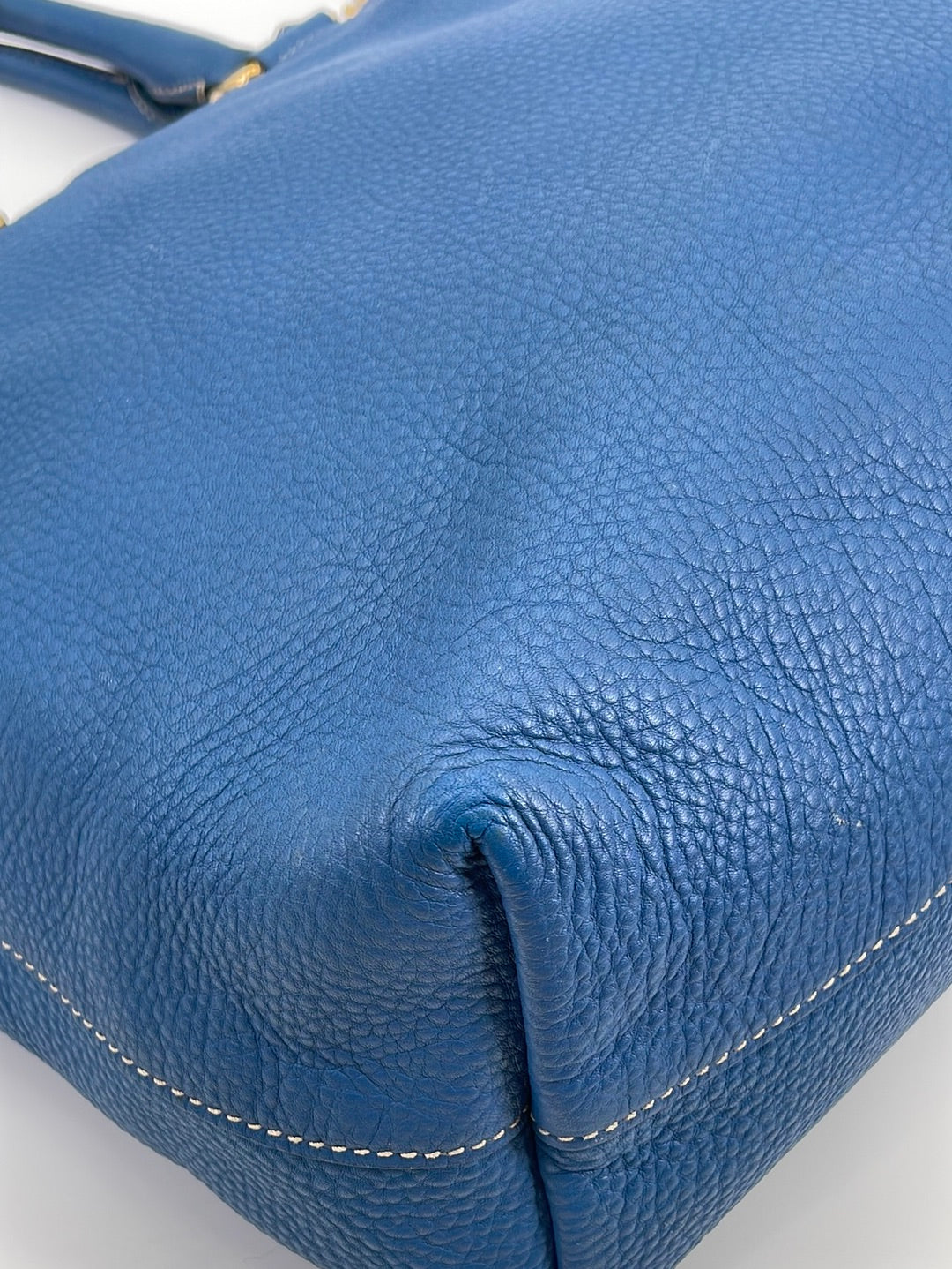 AUTH PRADA Marine Blue Vitello Daino Leather HOBO BAG Satchel Preloved Very  Good