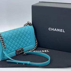 Chanel Lambskin Chanel 19 Medium Flap Bag Tiffany Blue