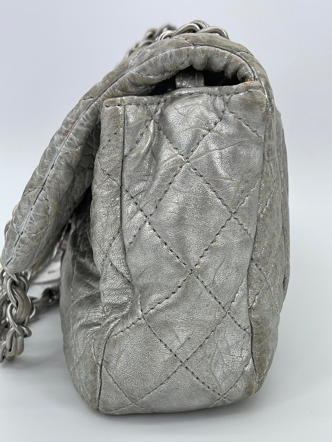 PRELOVED Vintage CHANEL Single Flap Quilted Silver Shoulder Bag 14212929 050223