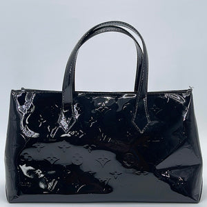 Preloved Louis Vuitton Black Monogram Vernis Wilshire PM Pomme d
