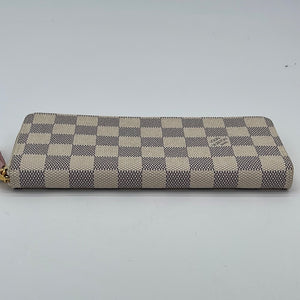 Preloved Louis Vuitton Damier Azure Clemence Long Wallet with Rose Ballerine Interior CA0271 061923