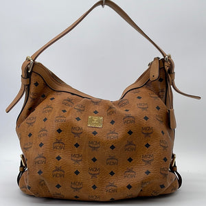 Authentic MCM Visetos Classic Brown Cognac Medium Shoulder bag in Woman