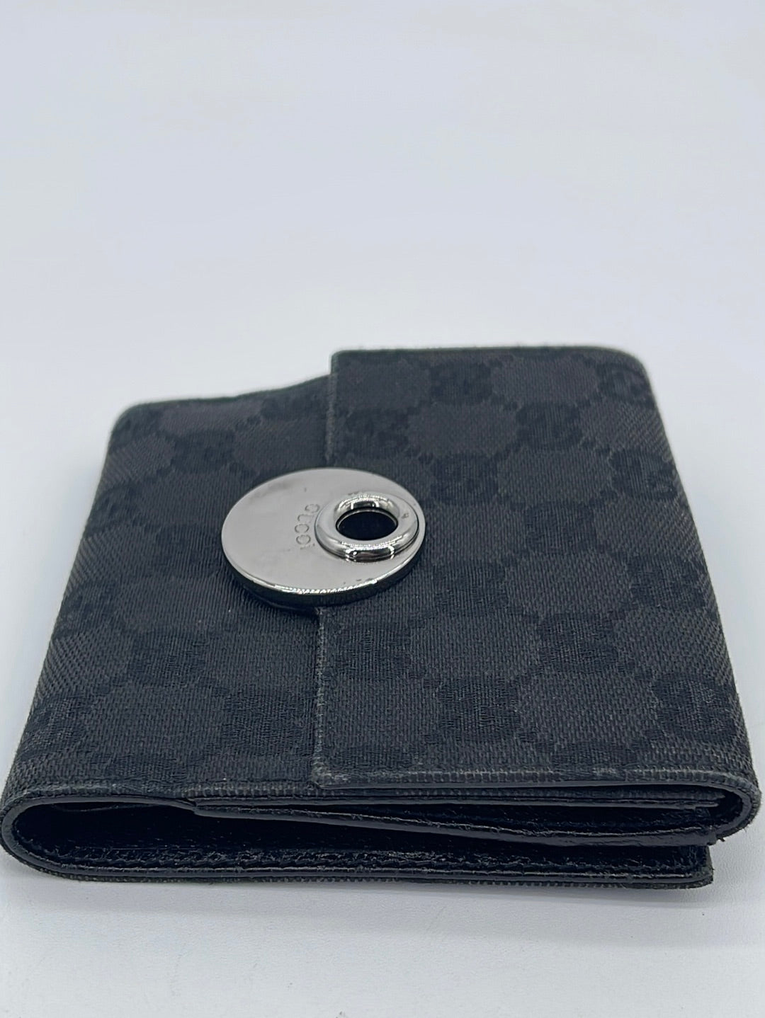 PRELOVED Gucci Black GG Canvas Eclipse Compact Wallet 1209323661 061423