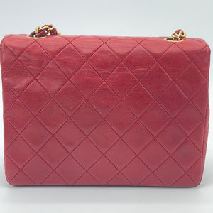 Vintage Rare CHANEL Red Lambskin Small Single Flap Square Bag 1634345 052223 - $1500 OFF