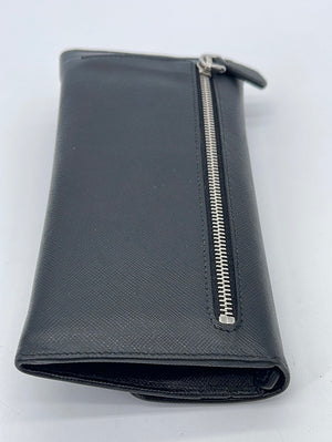 PRELOVED Prada Black Saffiano Leather Push Lock Wallet Q2XCBTH 061923