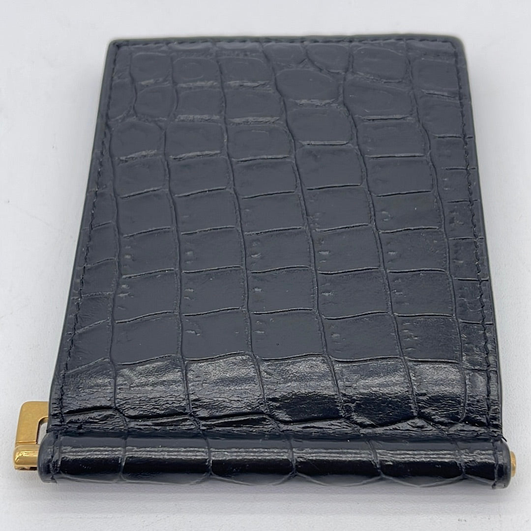 Saint Laurent Black Crocodile Calf Leather YSL Monogram Wallet 529875 –  Queen Bee of Beverly Hills