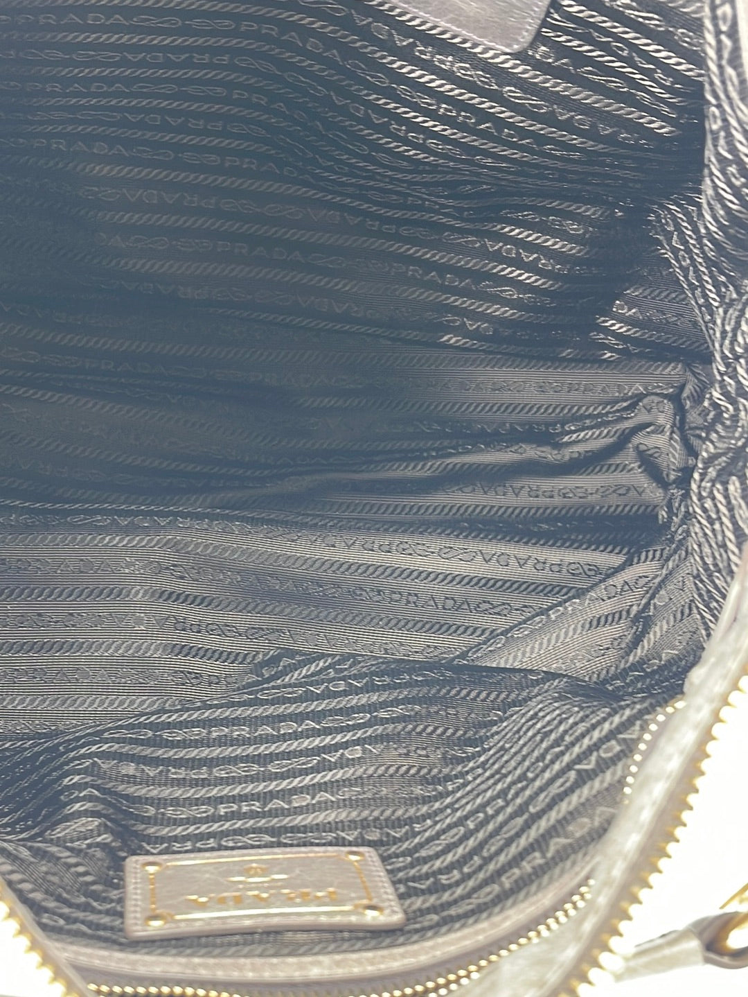 Preloved Prada Gray Vitello Shine Leather Large Hobo Bag 173 061323