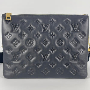 Louis Vuitton Black Monogram Embossed Lambskin Leather Coussin MM