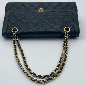 Vintage CHANEL Paris Limited Double Flap Quilted Black Lambskin