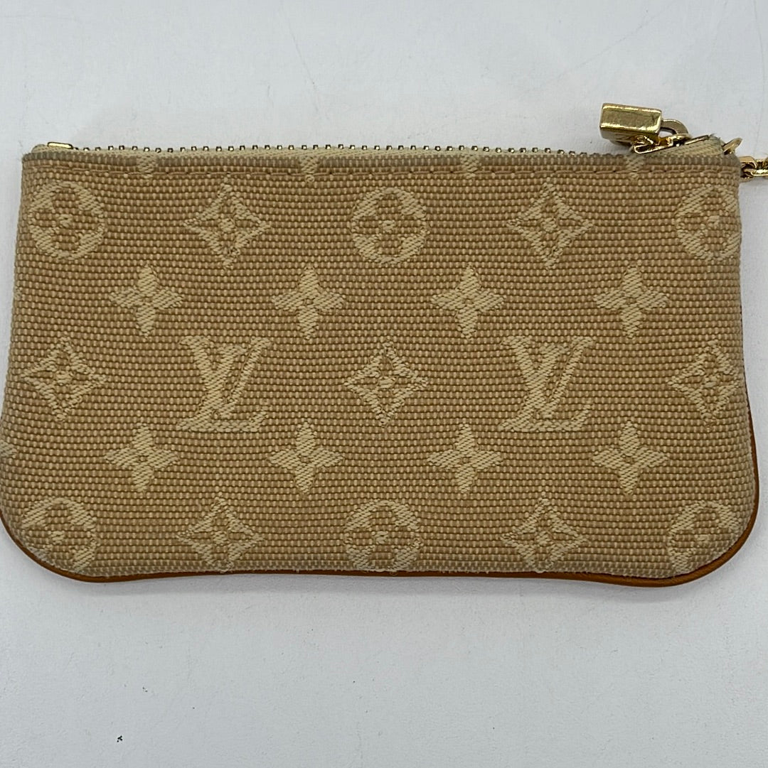 Louis Vuitton Rare Monogram Mini Lin Key Pouch Pochette Cles Keychain 863317