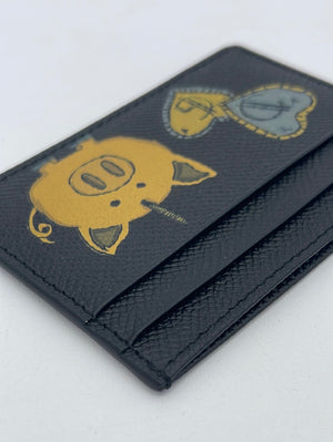 Preloved Dolce & Gabbana Black Piggy Bank Leather Card Holder D3Q4MMY 052423