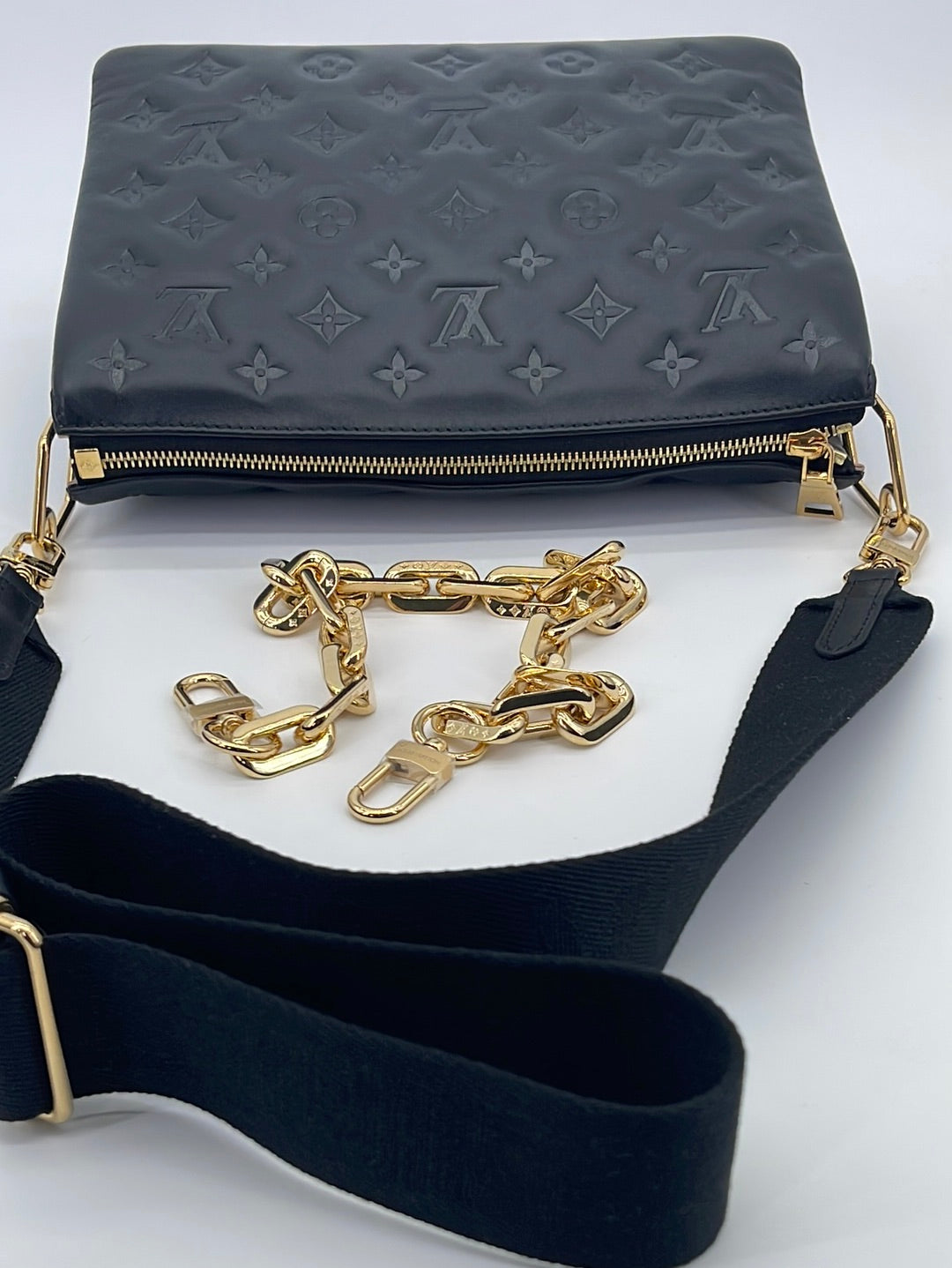Preloved Louis Vuitton Black Lambskin Monogram Coussin PM WVC86BG 052423 $300 OFF DEAL