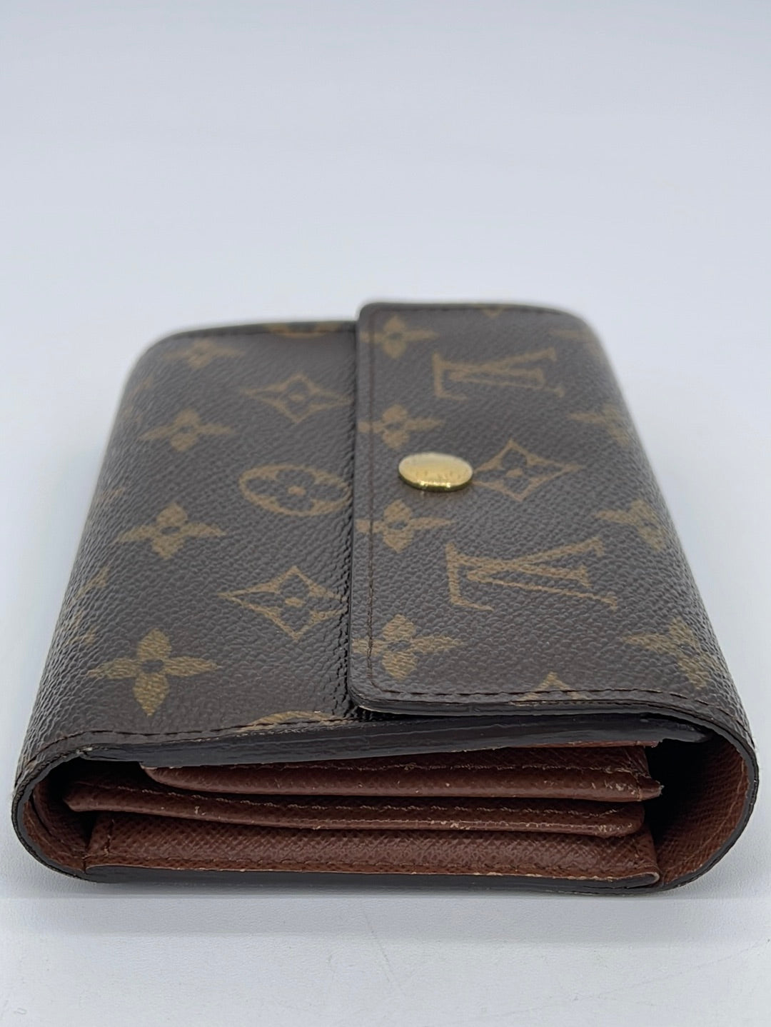 Authenticated used Louis Vuitton Louis Vuitton Portefeuille Palace Compact Trifold Wallet M67479 Monogram Canvas Leather Brown Black Gold Metal