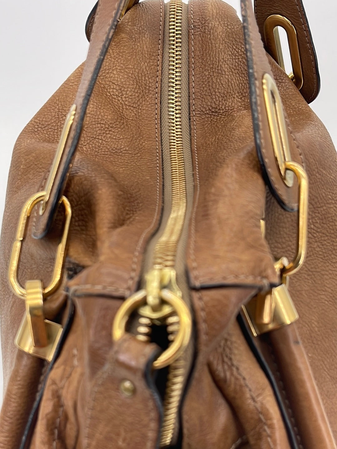 Preloved Chloe Large Brown Leather 2 Way Paraty Shoulder Hand Bag 3095624 052322 $400 OFF DEAL