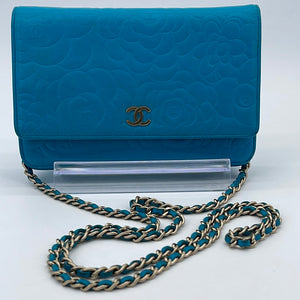 Preloved Chanel Blue Camellia Embossed Wallet on Chain 16330086 062023 –  KimmieBBags LLC