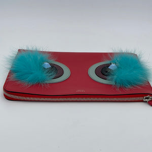 Preloved Fendi Red Leather Monster Pouch Clutch 8M036388F1780274 060223