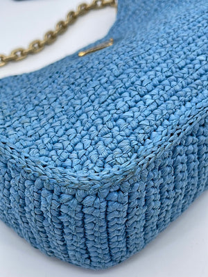Wyld Blue Vintage Prada White Crochet Tote Bag