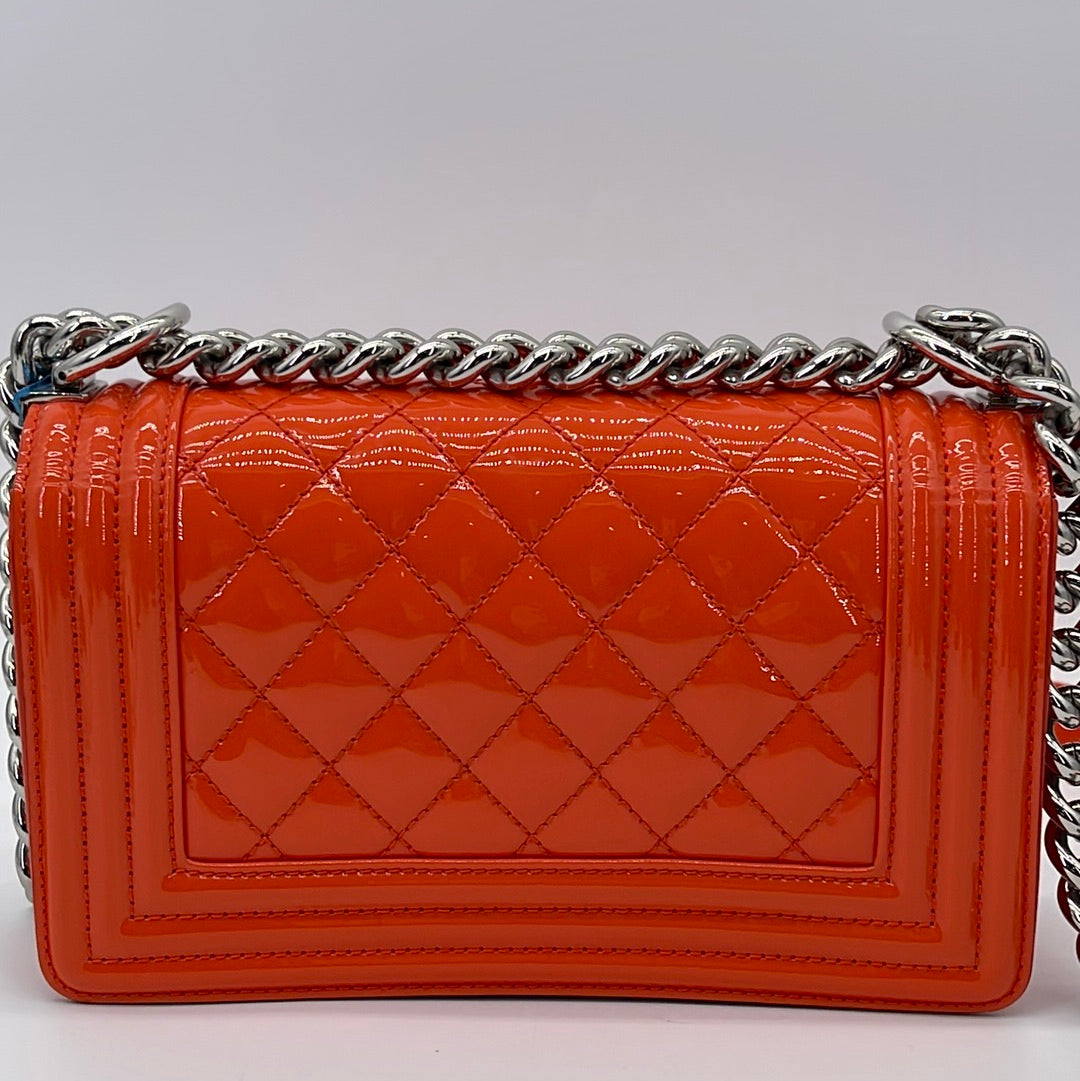 Chanel Pink Quilted Patent Leather Small Boy Bag