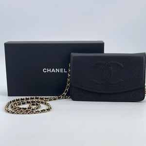 chanel wallet on chain black on black