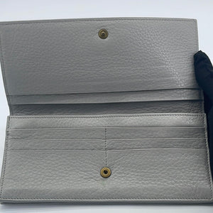 PRELOVED Bottega Veneta Grey Leather Long Double Flap Wallet 143305VFBD51775 052223