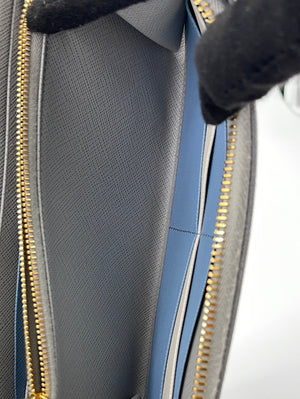 PRELOVED Prada Grey Leather Zip Around Long Wallet 236A 062023