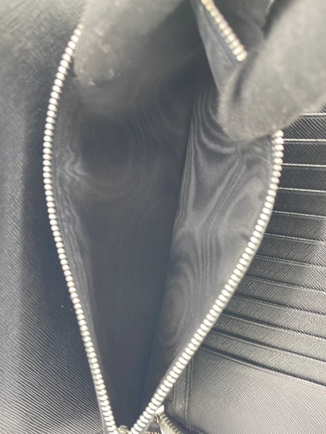 Preloved Prada Grey Camouflage Leather Long Zip Around Travel Wallet 107 062323