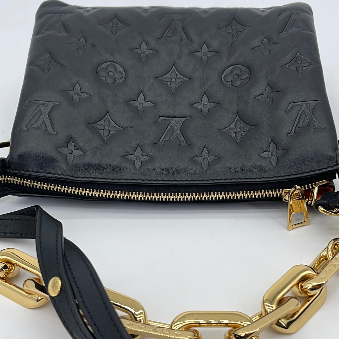 Louis Vuitton Coussin Bag Monogram Embossed Lambskin BB Black
