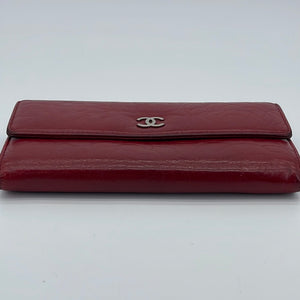 Preloved CHANEL Camellia CC Red Lambskin Wallet 20351492 060223