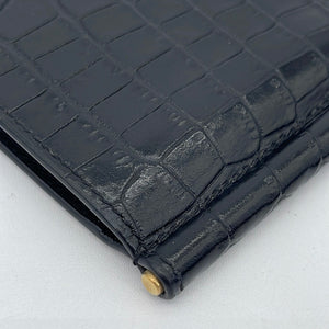 Preloved Saint Laurent Black Crocodile Embossed Leather Cassandre Bill Clip Wallet MRT6077381119 062323