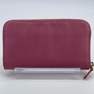 Prada Dark Pink Saffiano Leather Zip Wallet