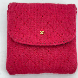 Preloved Chanel Red Micro Jersey Pouch with Gold Chain BJ7823T 060223 $300 OFF