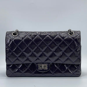 GIFTABLE PRELOVED Chanel Reissue 2.55 Plum Quilted Crinkled Patent