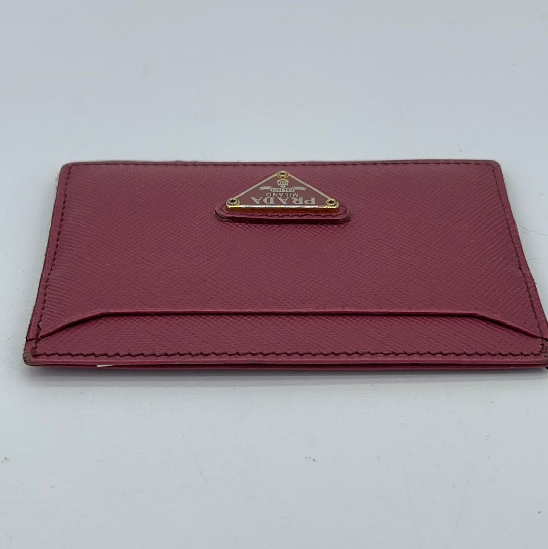 PRELOVED Prada Pink Saffiano Leather Card Case 181 061223