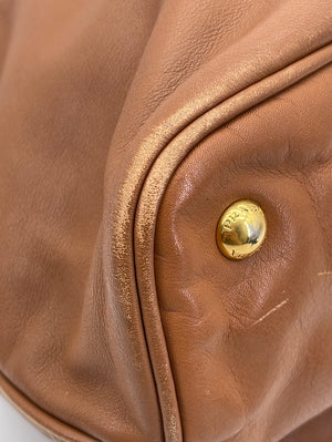 PRADA Bronze metallic grained leather bag, fabric inter…