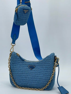 Preloved Prada Blue Re-Edition Crochet Shoulder Bag 272 060523 –  KimmieBBags LLC
