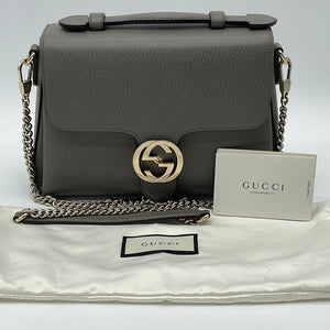 Gucci, Bags, Gucci Interlocking Gg Black Dollar Calf Leather Shoulder Bag