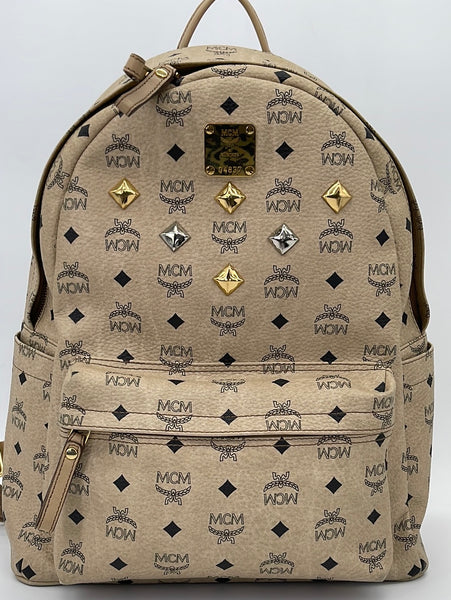 MCM レザーキャディバッグ ベージュ MCM◇リュック/レザー/BEG/総柄/MMK6SVE37IG001 : セカンドストリート