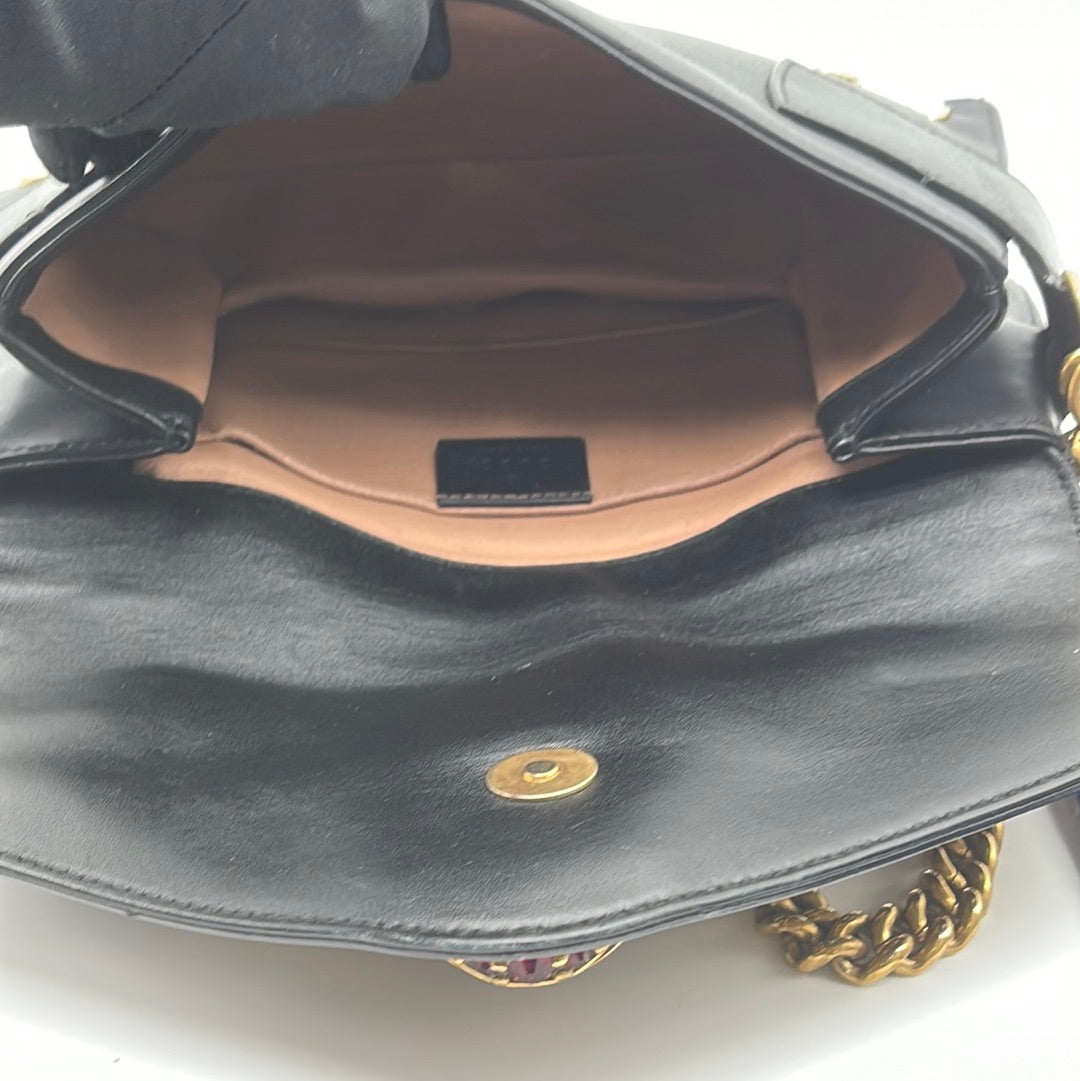PRELOVED Gucci Black Leather Broadway Pearly Bee Shoulder Bag 453778486628 072123