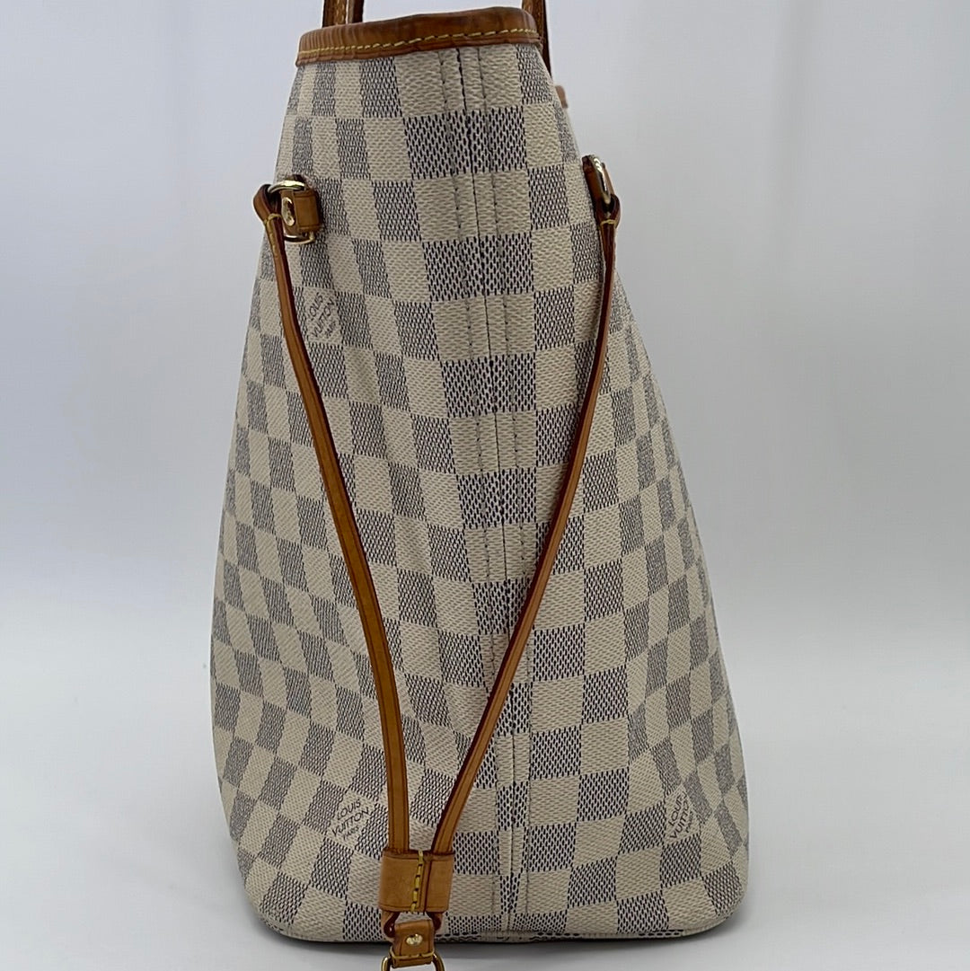 Louis Vuitton Damier Azur Neverfull MM Bag (with Initials) – Bagaholic